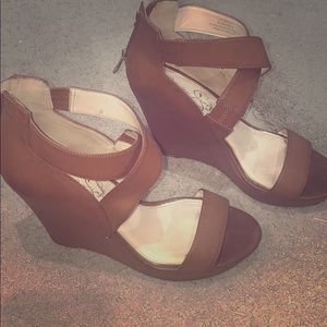 Jessica Simpson cognac platform sandals
